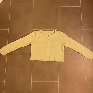 cropped green cardigan